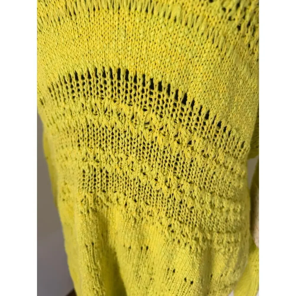 NWT Free People Hot Tropics Neon Limelight V-Neck Sweater Oversized xs